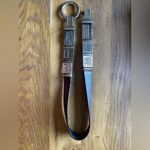 Chico’s Black Leather Belt with Metal Accents